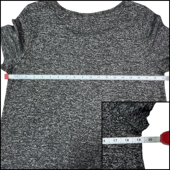 SJS Marled Black Gray Scoop T-Shirt Thankful Grateful Blessed Silver Metallic Lg - Picture 7 of 8